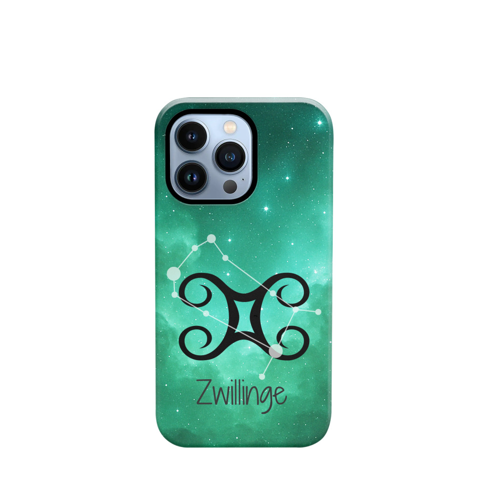 iPhone 13 Pro Hybrid (Kunststoff / Gummi) Hülle Zwillinge 2 - Grün