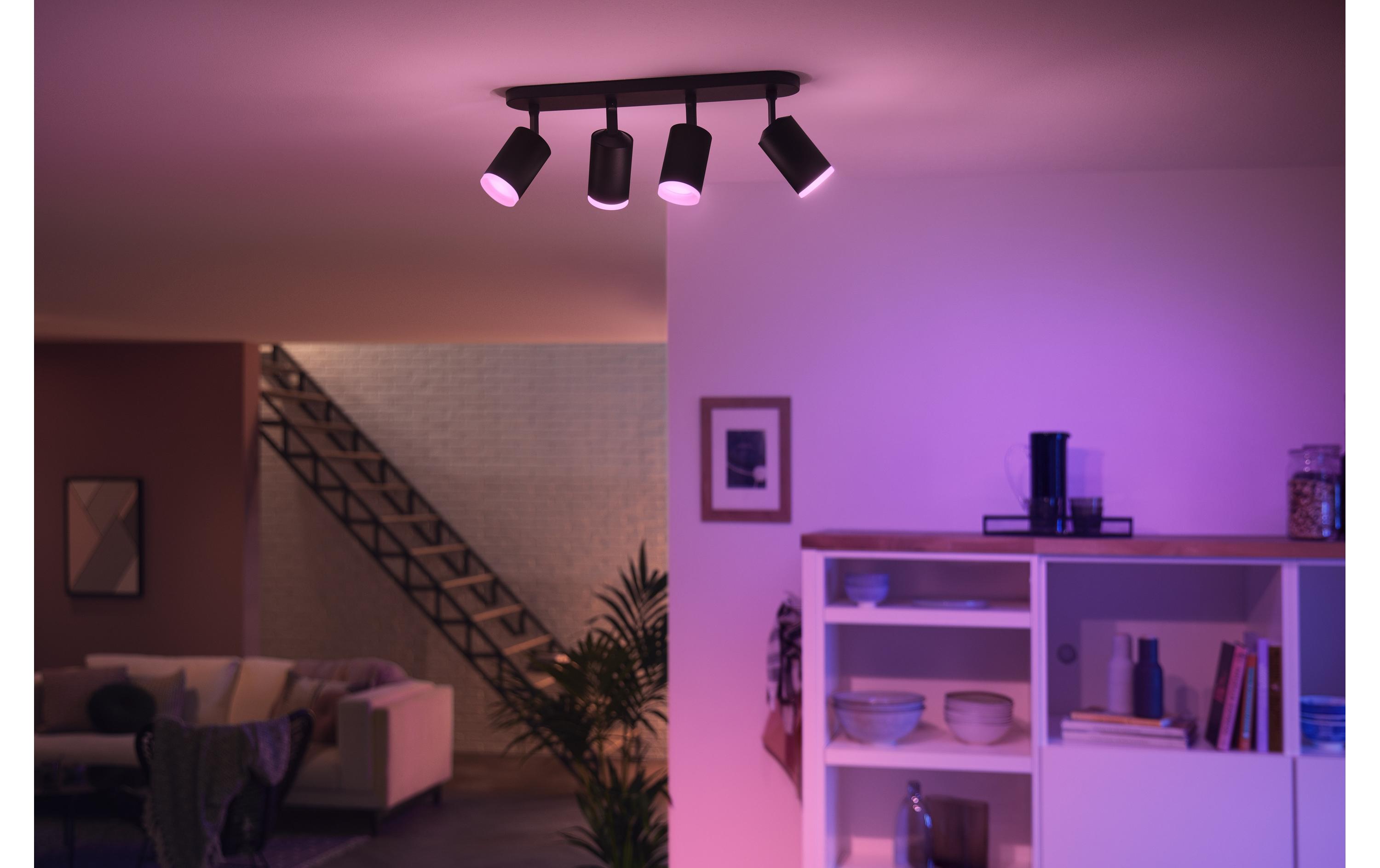 White & Color Ambiance Fugato 4er-Spot Schwarz<br>4er-Spot mit Weisstönen und mehr als 16 Millionen Farben
