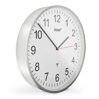Funk-Wanduhr Silber/Weiß