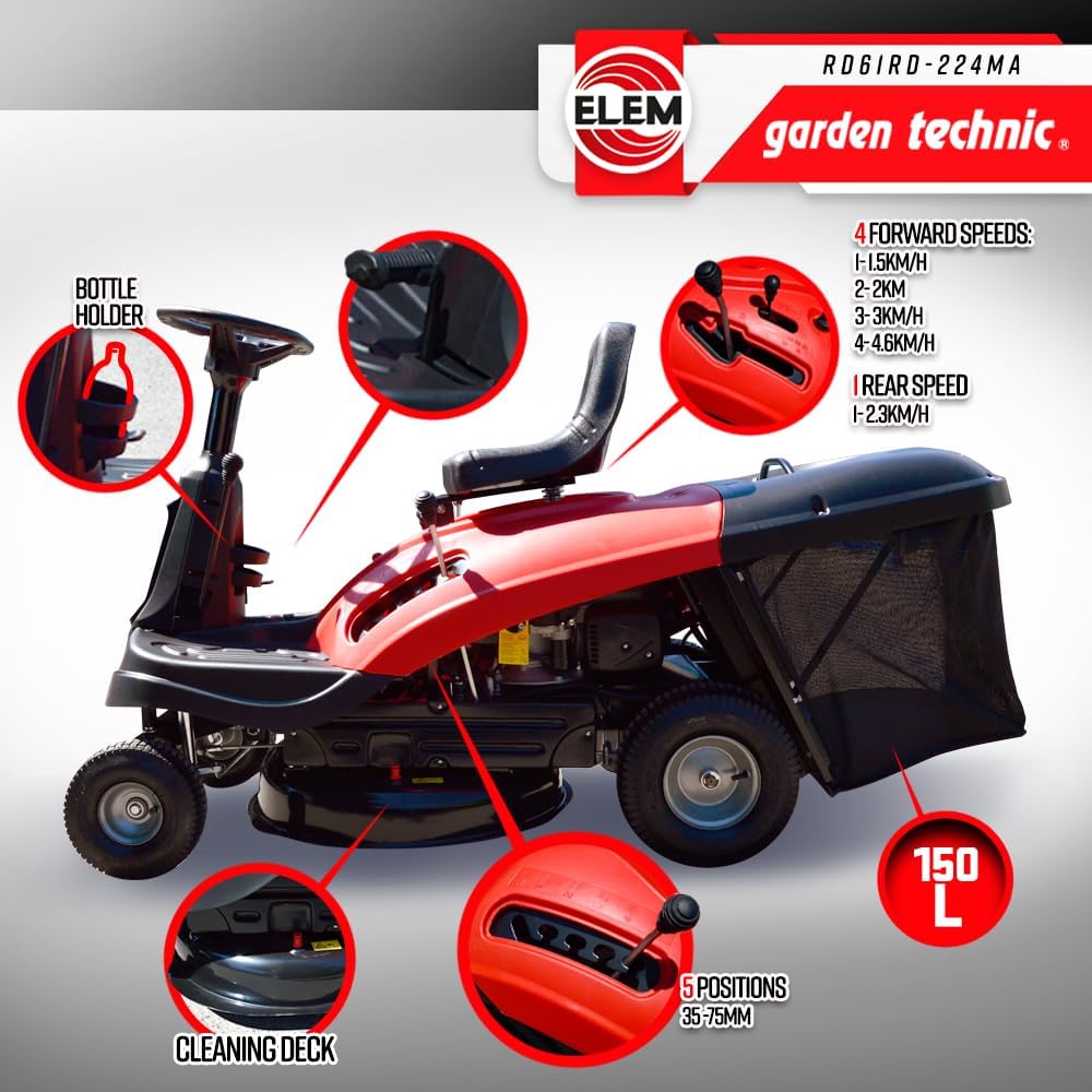 Tondeuse à Gazon autoportée 224cc - 61cm avec démarrage électrique