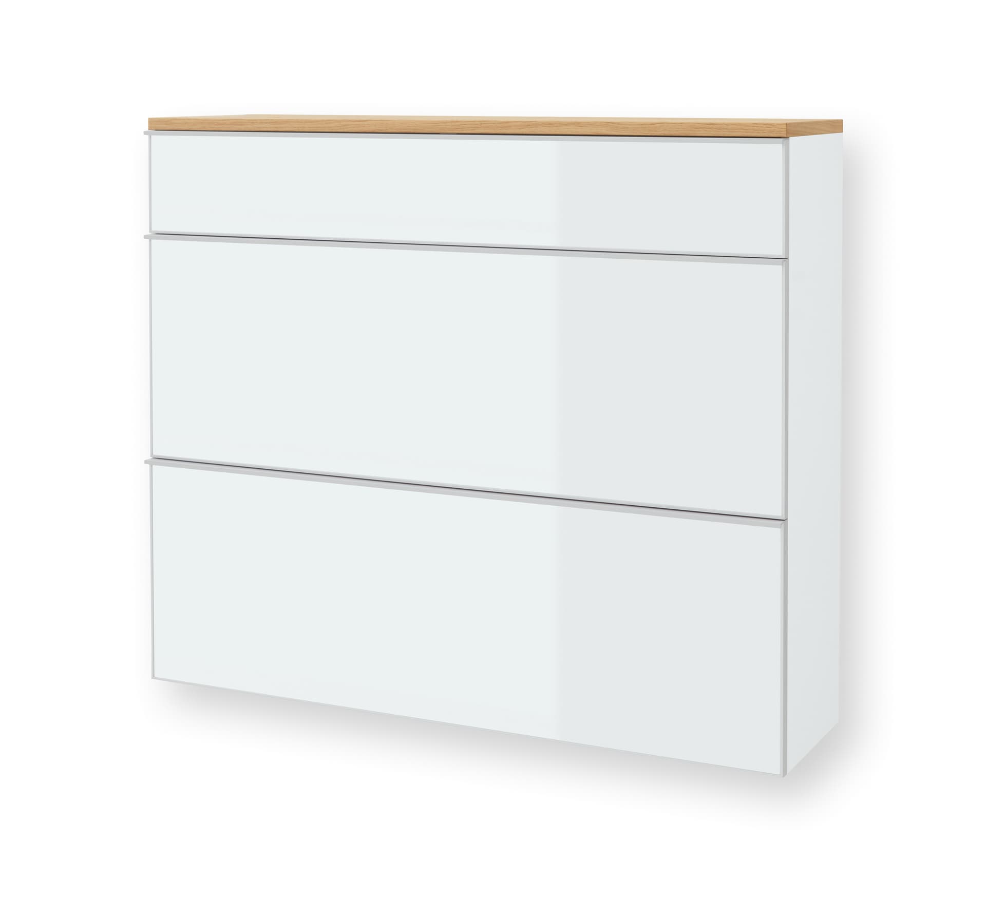 Hängekommode VORTINA 120 x 102 cm Lack weiß/Glas Optiweiß/Abdeckboden Balkeneiche-Dekor