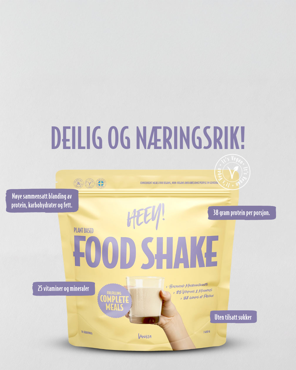 Heey! Vegan Food Shake Vanilla 1,4kg
