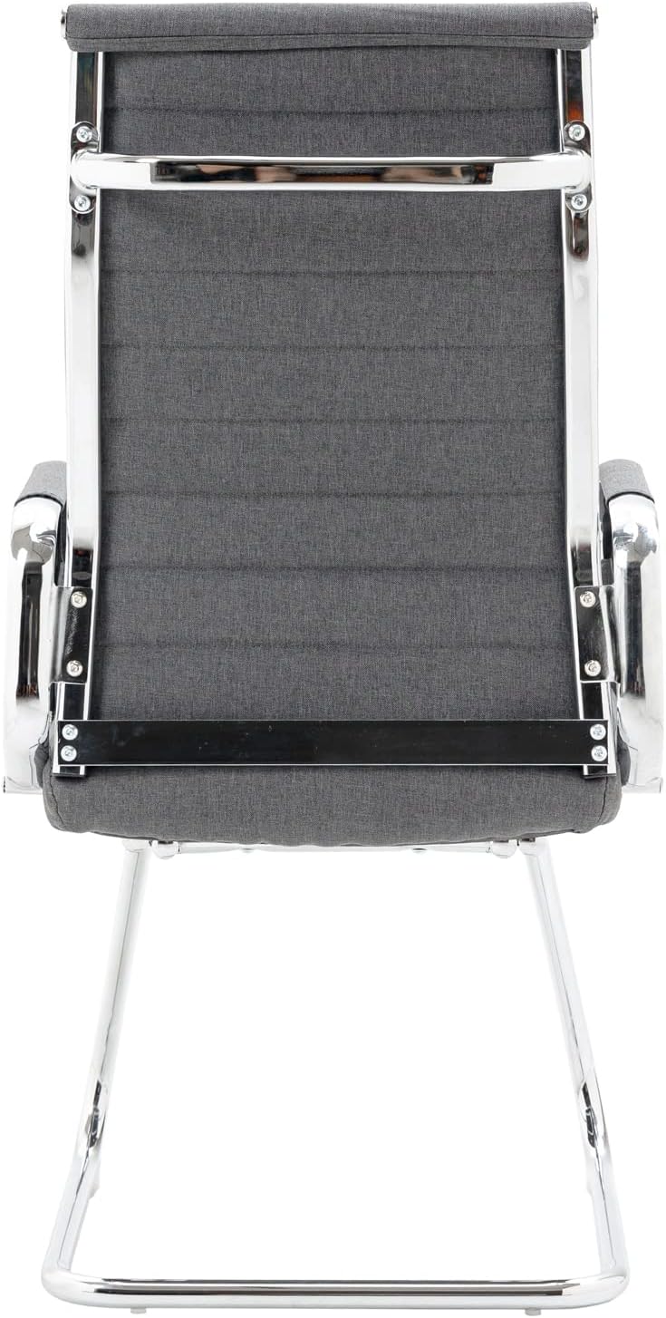 SVITA Office Comfort 2X Besucherstuhl Freischwinger-Stuhl mit Armlehne Konferenzstuhl ohne Rollen Armlehnstuhl Office-Stuhl Stoff Dunkelgrau