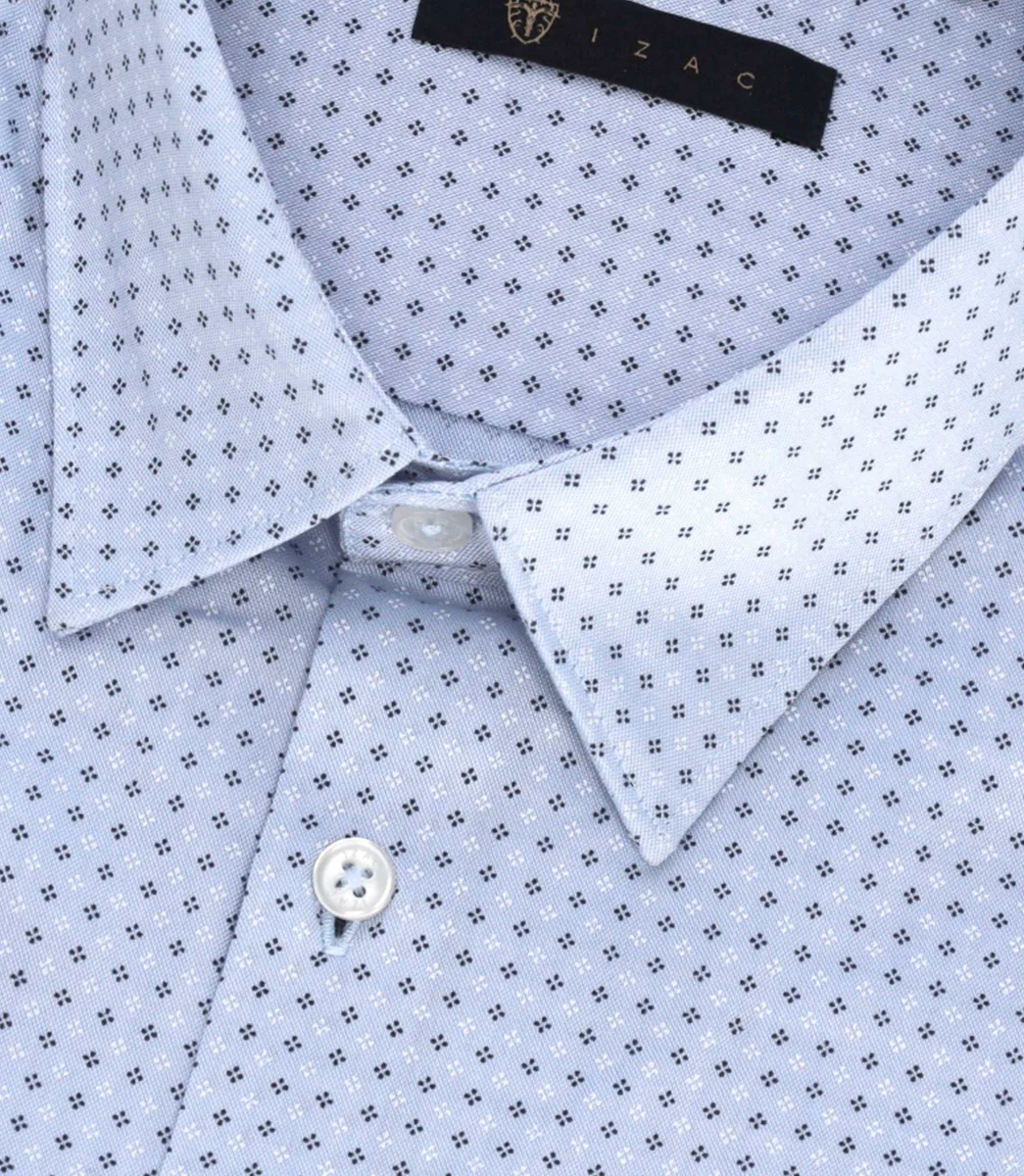 Chemise slim à imprimé micro motifs bleu MARCELLO