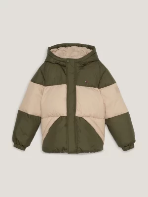 Jaqueta puffer essencial com blocos de cores e enchimento de plumas