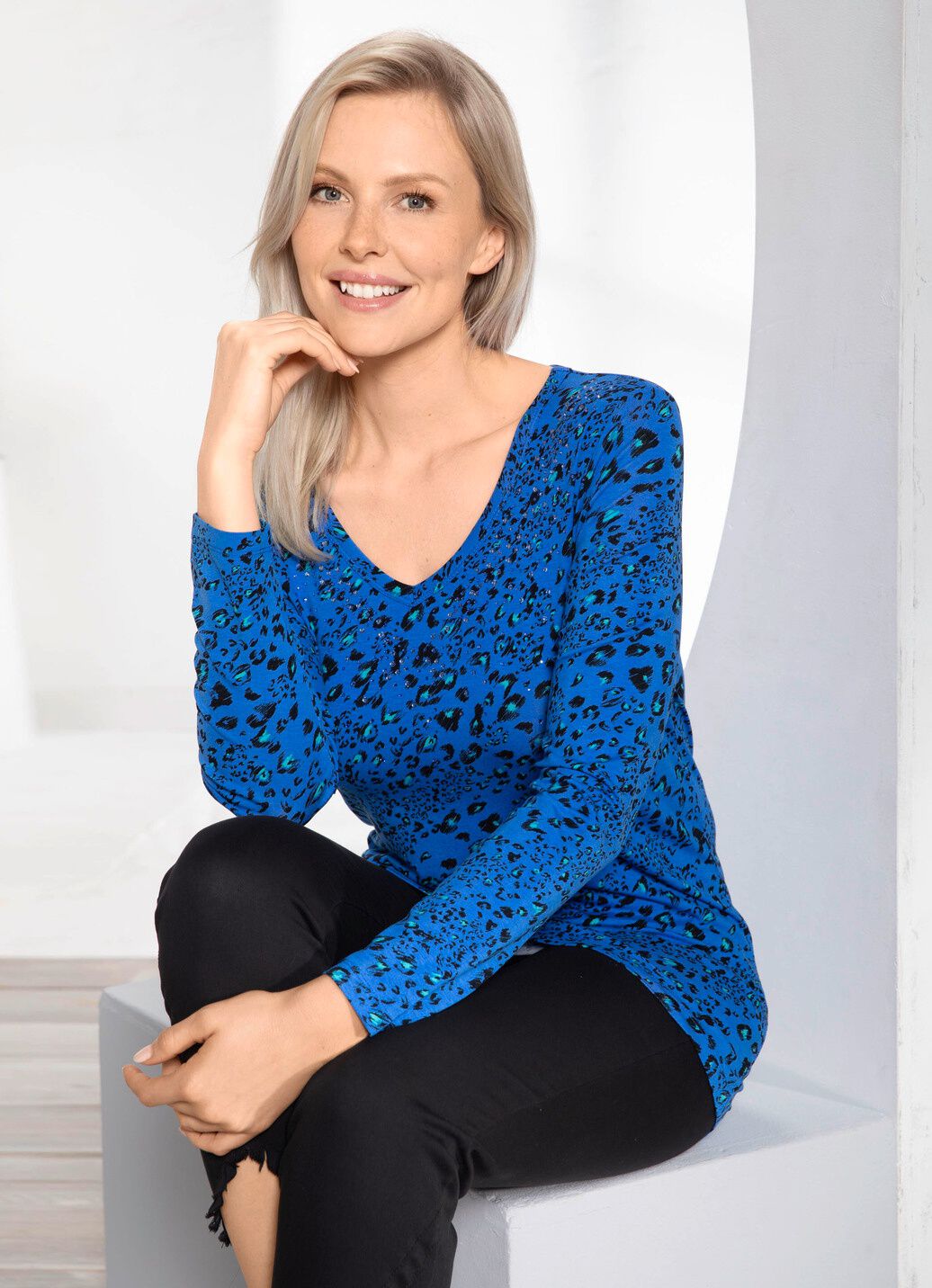 Allover gemustertes Shirt in 2 Farben