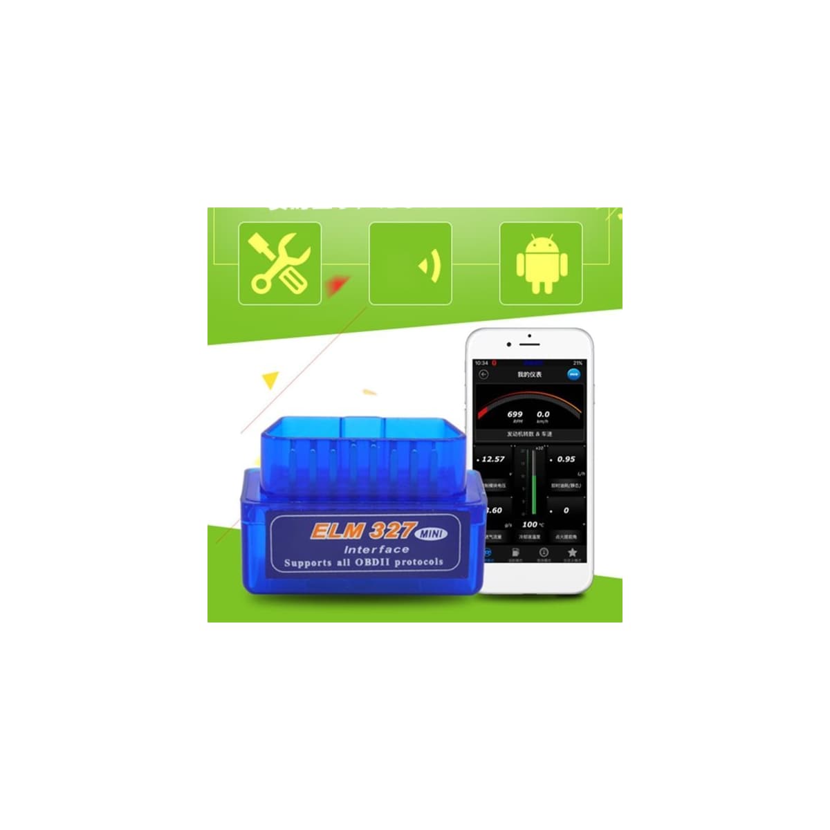 OBD V2.1 mini ELM327 OBD2 Bluetooth Bildiagnostikk