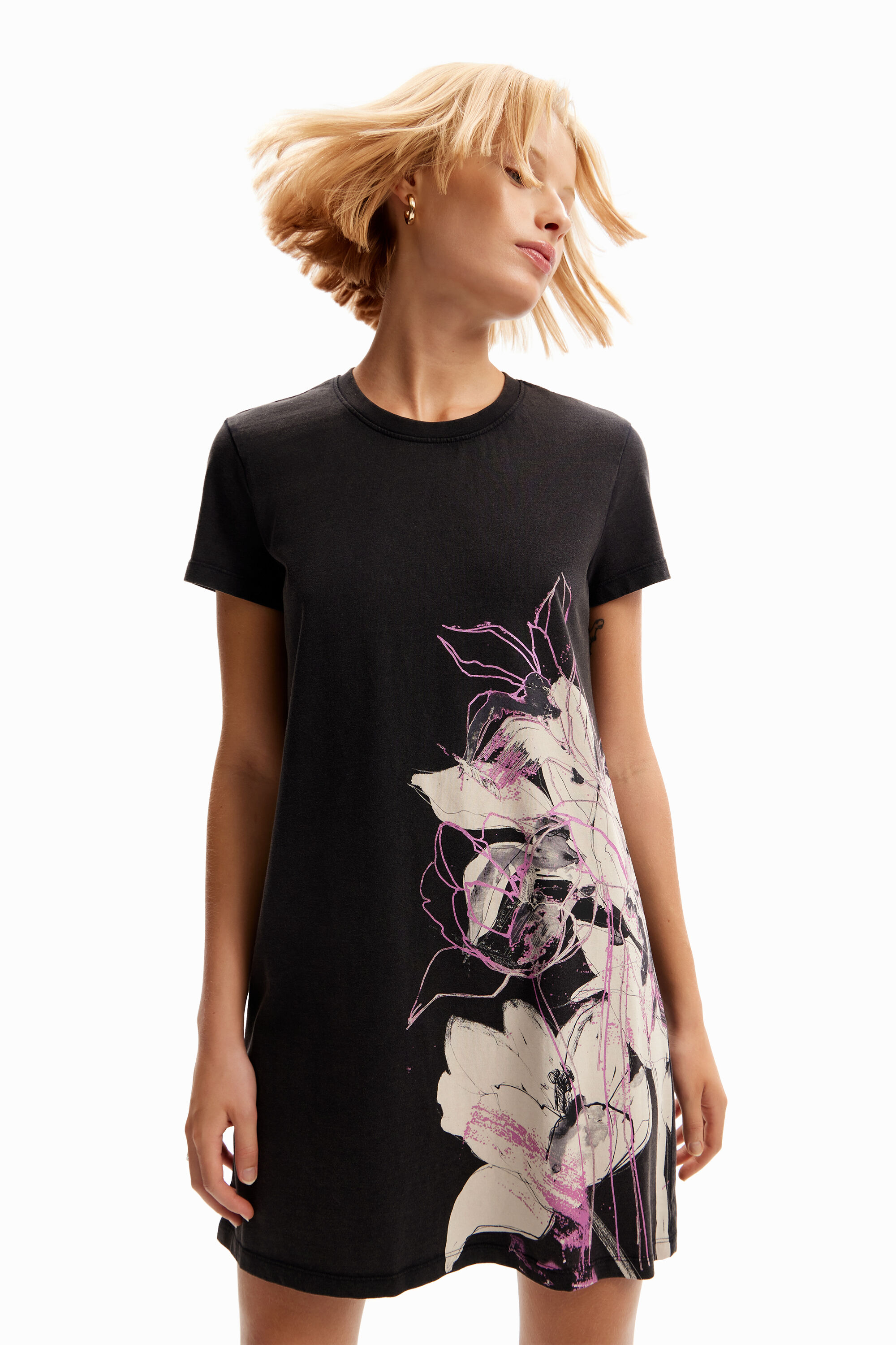 Mini-robe t-shirt fleurs