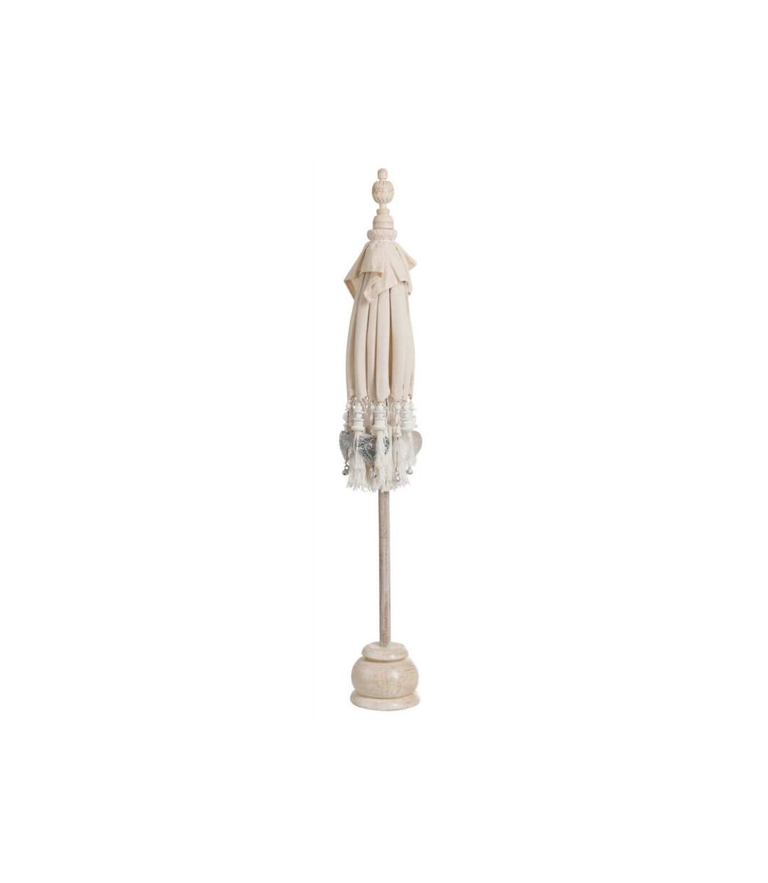 Paris Prix - Parasol Déco pompons 90cm Crème & Argent