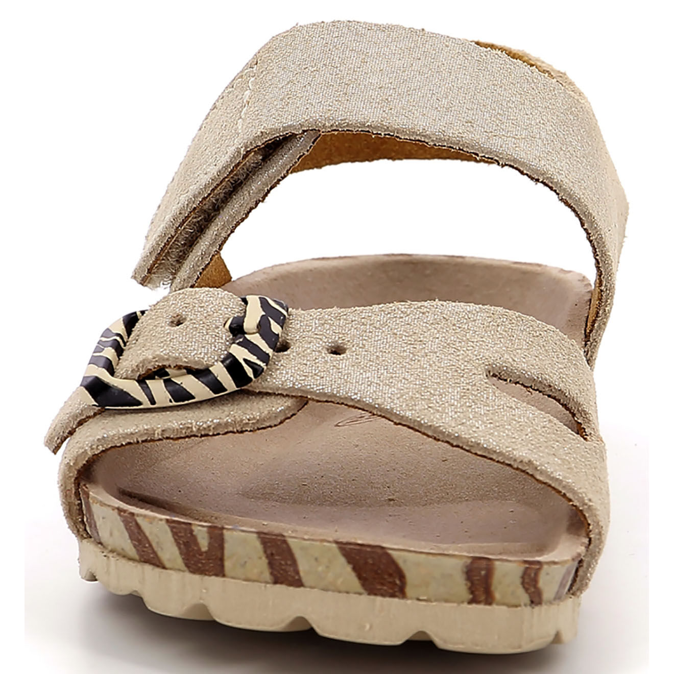Kickers Sandales en Cuir Sunkro argenté/zèbre