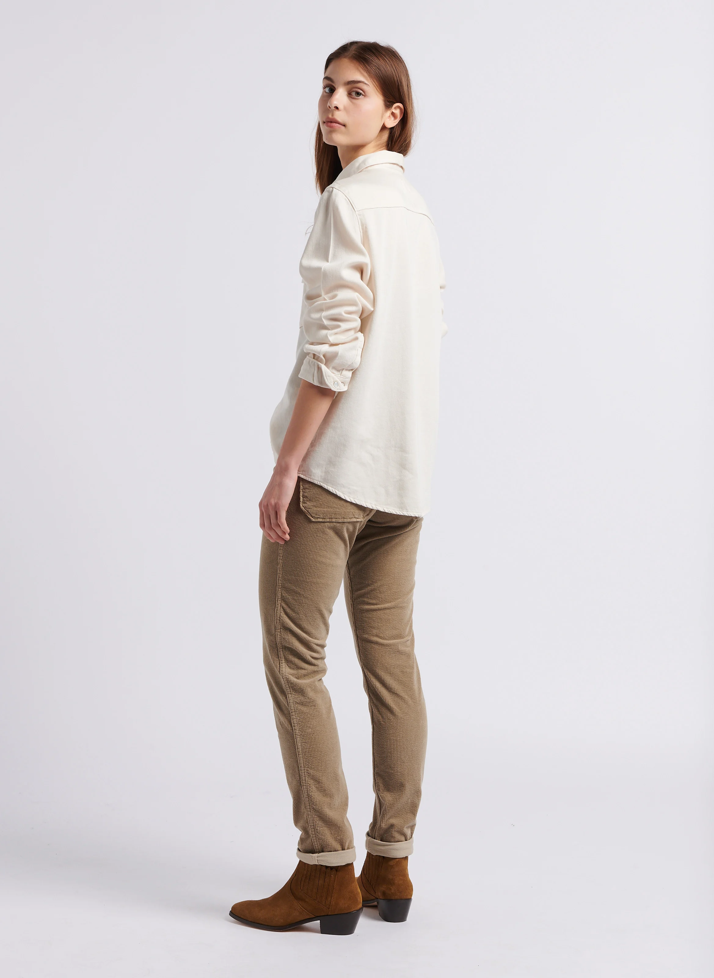 PIERCE - Pantalon slim en velours côtelé | Beige