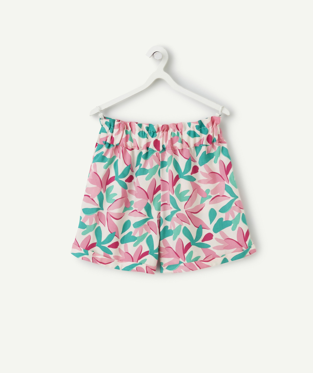 short fluide fille en viscose responsable rose imprimé fleurs