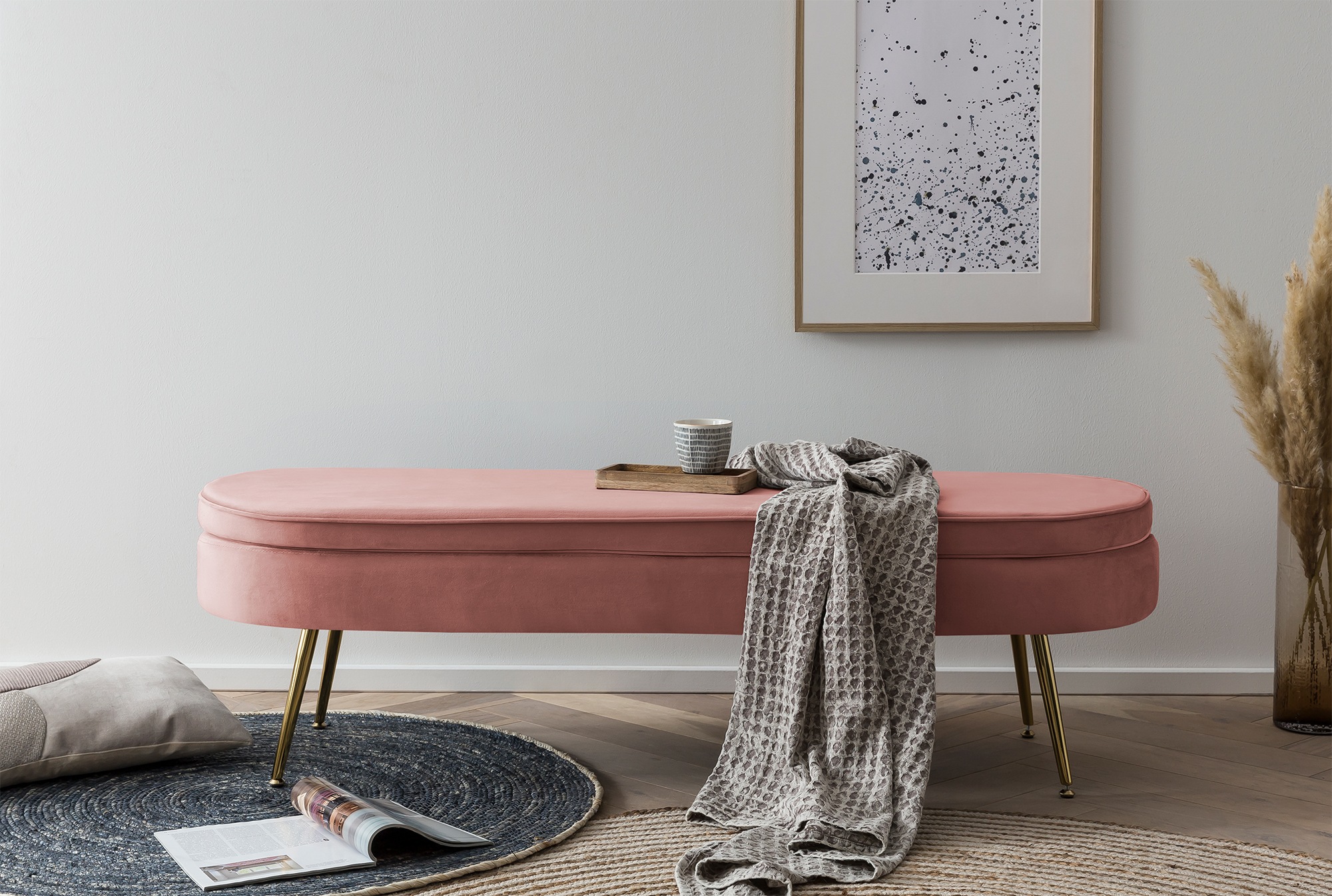 SalesFever Polsterbank »Clam Elegante Bank mit Polsterung« Eleganz in Gold: Breite 142cm