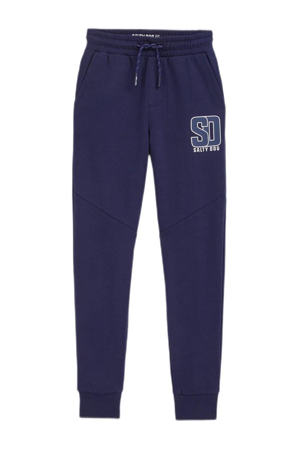 WE Fashion slim fit joggingbroek met printopdruk donkerblauw