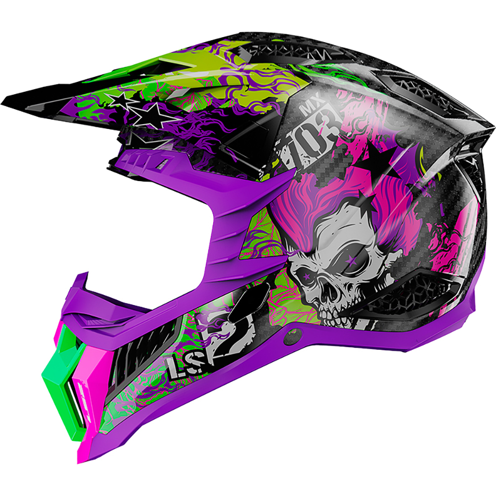 LS2 - Casque MX703 X-Force Fireskull Noir / Violet / Vert