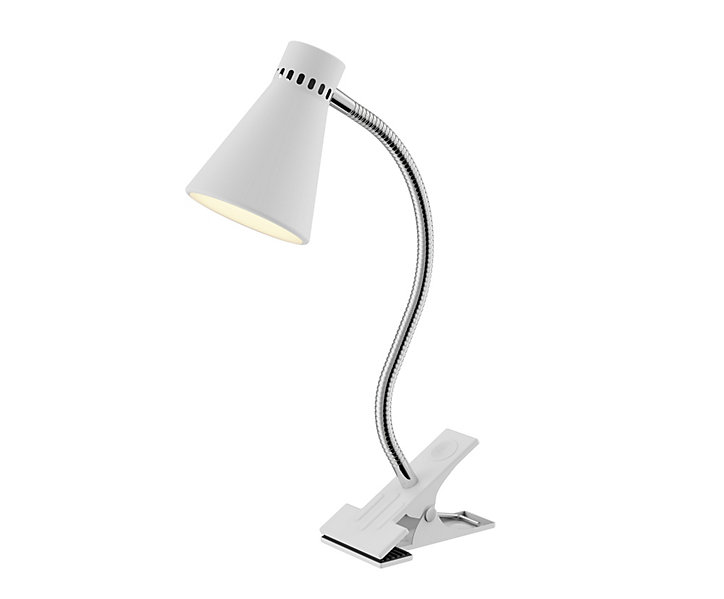 Spot pince LED Intégrée 550lm 5W blanc chaud GoodHome Edson blanc l.10 x H.33 cm
