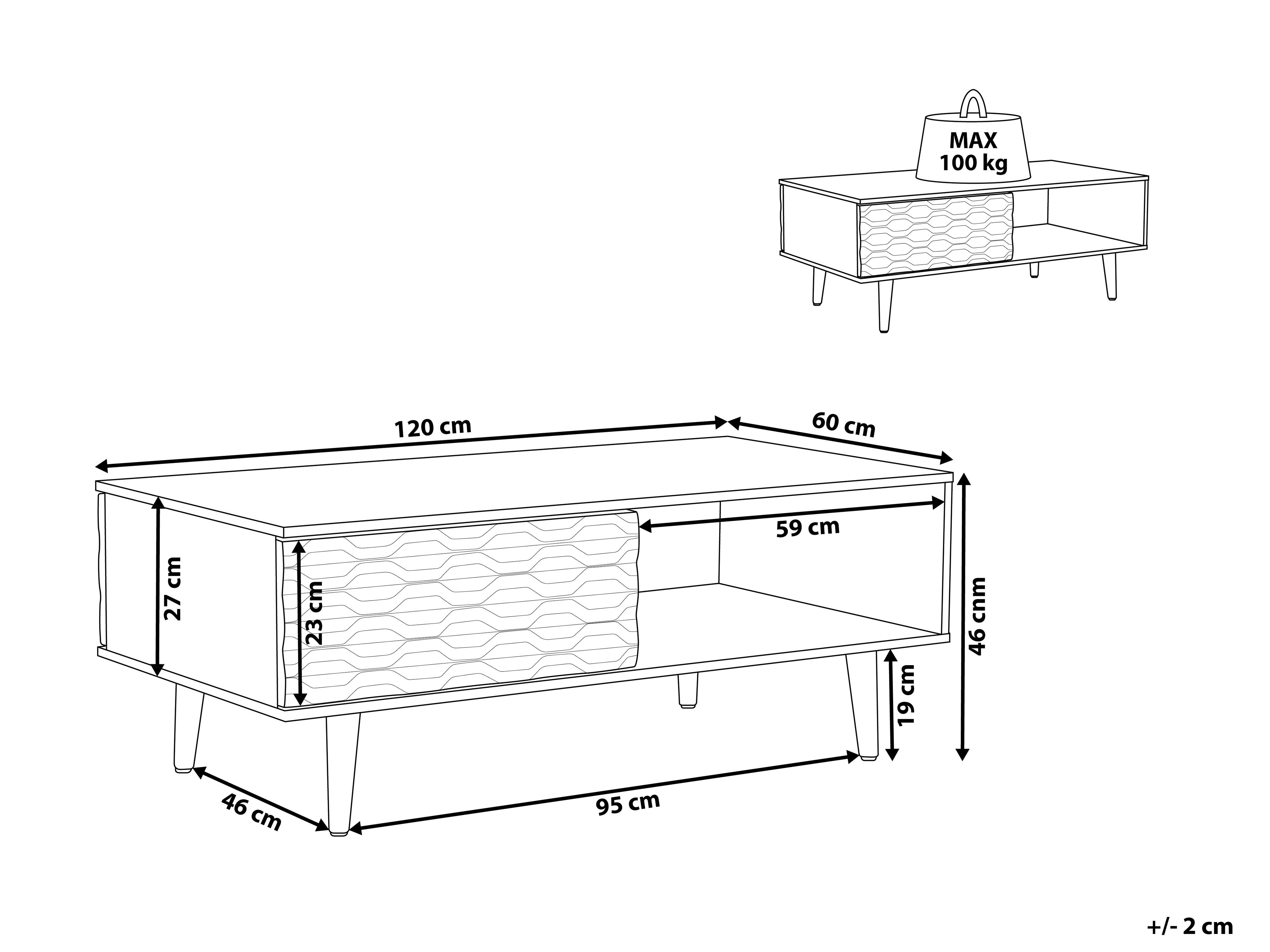 Salontafel SWANSEA Lichtbruin met opbergruimte
