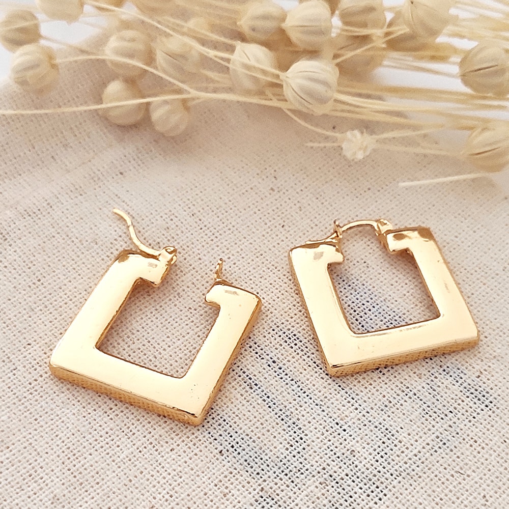 Boucles d'oreilles carrées - Laiton plaqué or