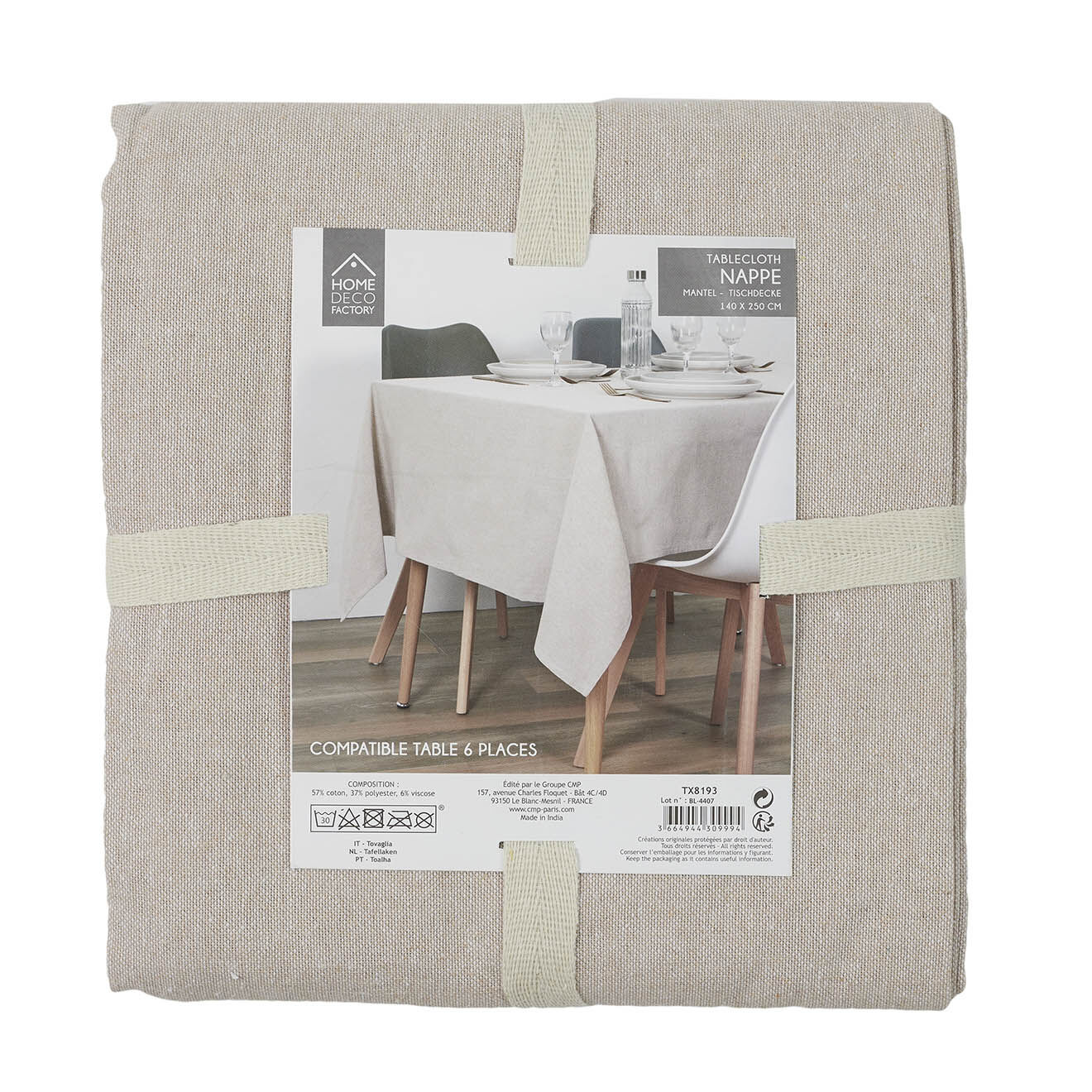 Home Deco Factory Nappe en Coton beige - 250x140 cm