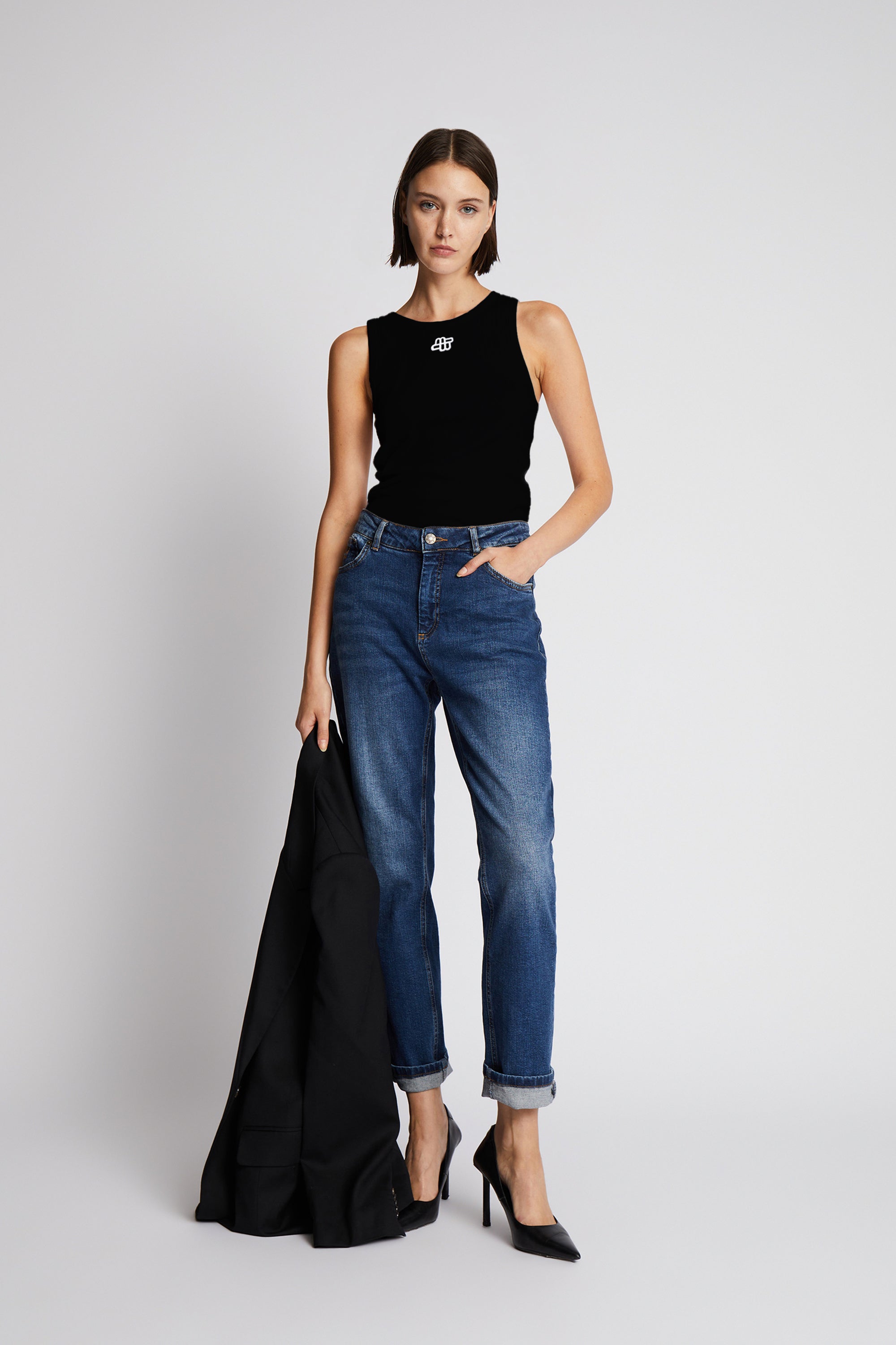 MUNTHE  Tezza Logo tank top - sort