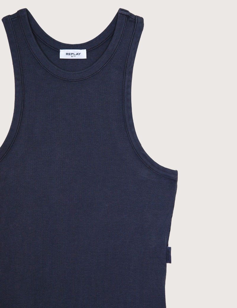 REPLAY ROBE SANS MANCHES SLIM BLEUE DENIM