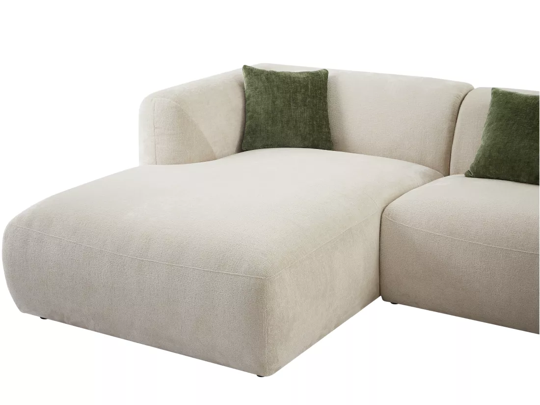 Canapé d'angle gauche en tissu beige TANCAVO