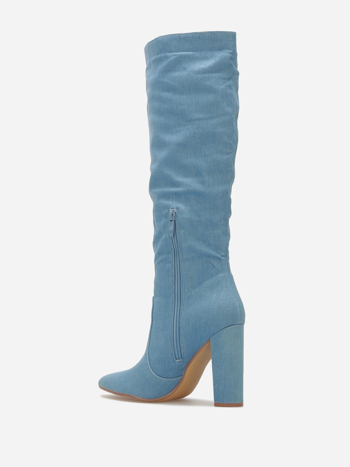 Bottes en denim à bout pointu- Bleu