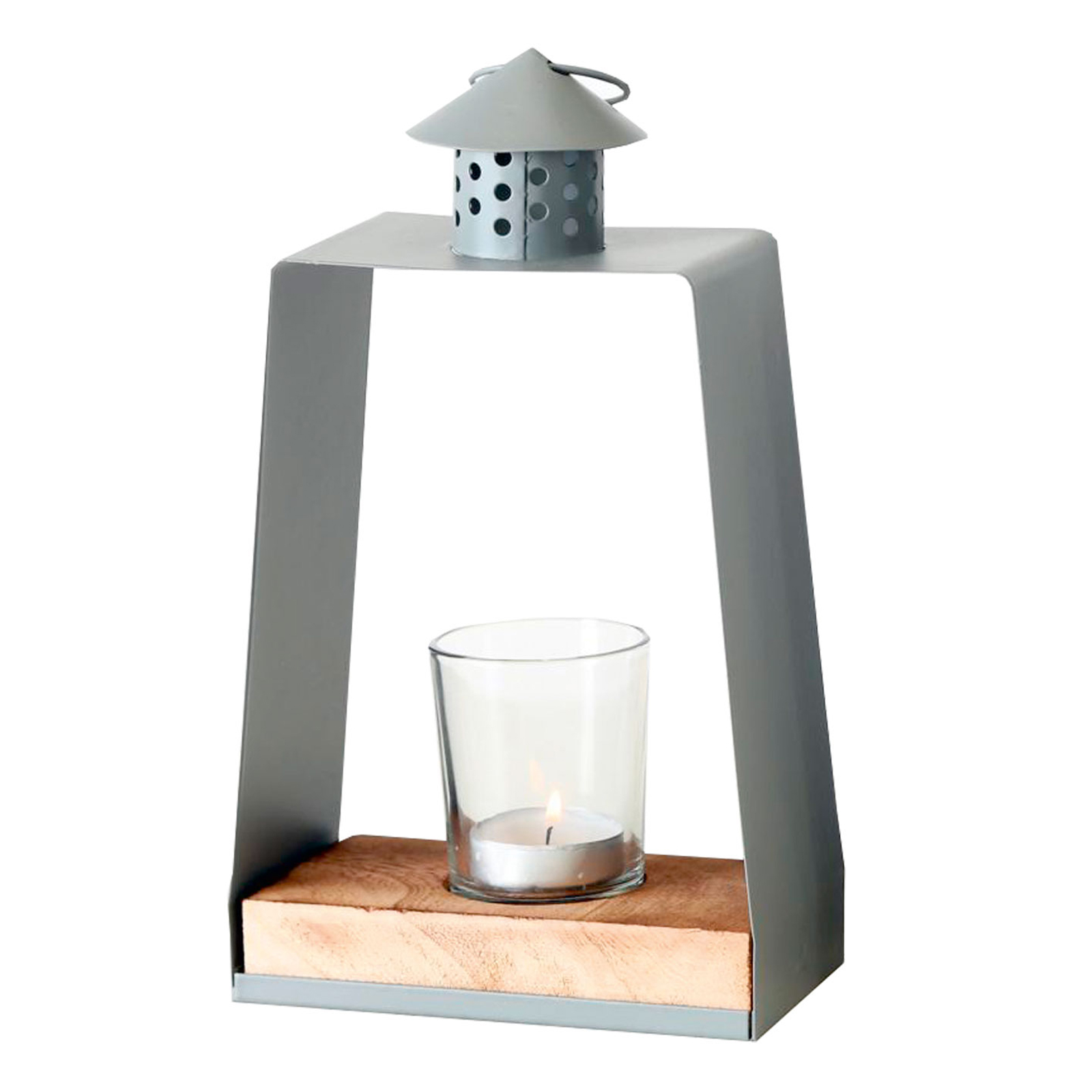 Laterne - grau - Eisen - sortiert - 24 cm hoch