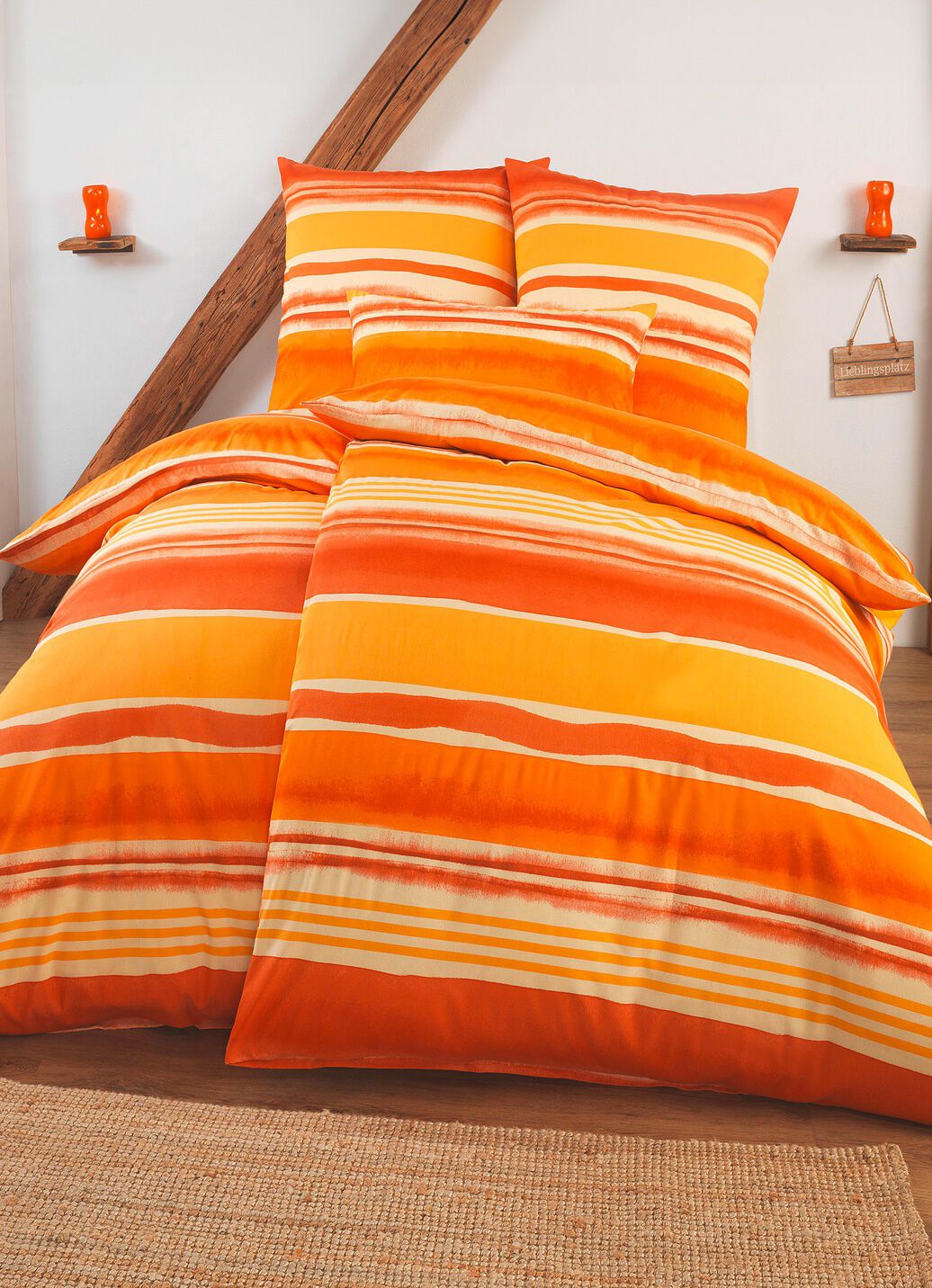 Beidseitig bedruckte Bettwäsche-Garnitur in Polycotton-Qualität