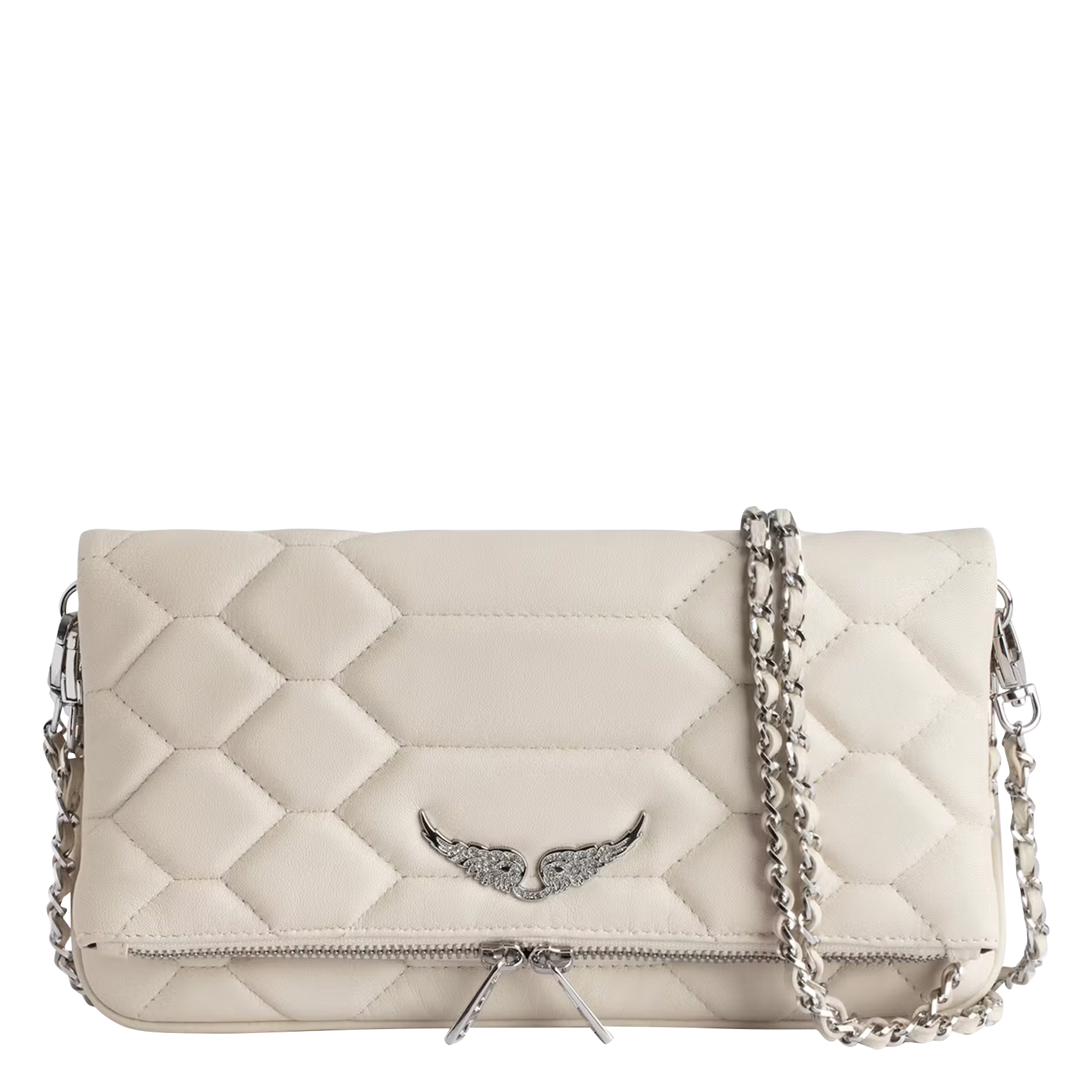 ROCK XL - Pochette en cuir matelassée | Blanc