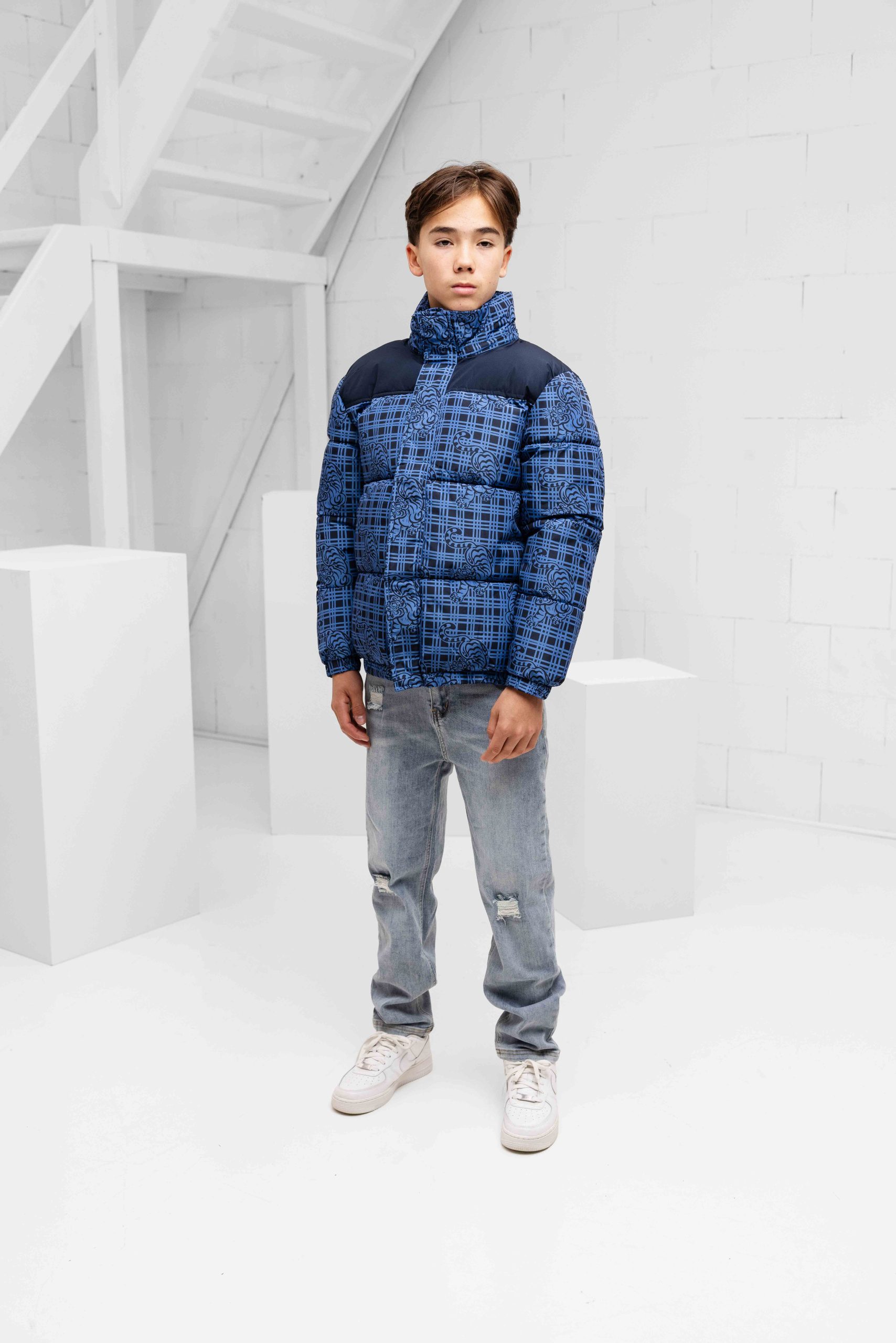 Kenzo Winterjas Kids Blauw/Zwart