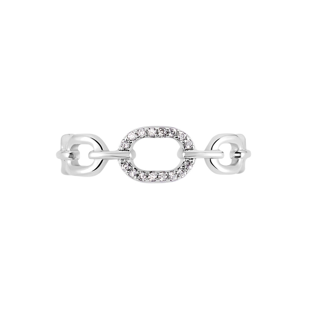 Bague Trait D'union Argent Blanc Oxyde De Zirconium