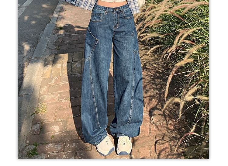 Denimot - Mid Waist Washed Wide Leg Jeans (Diverse designs)