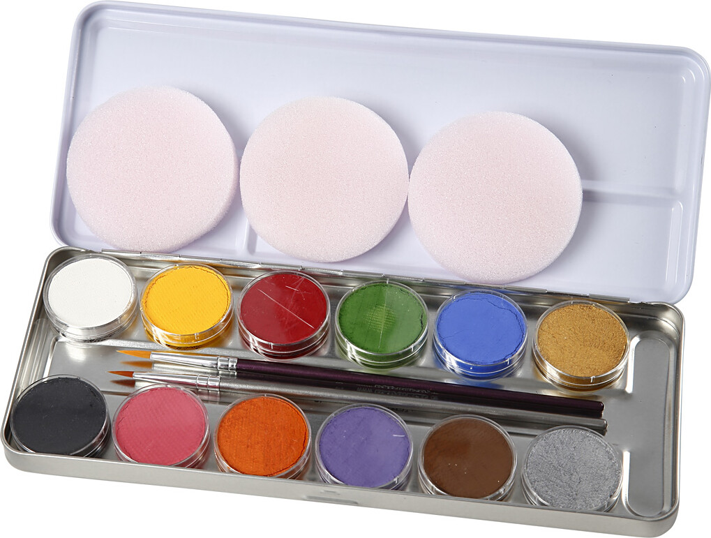 Eulenspiegel Ansigtsmaling - Sminke Palette - 12 Farver