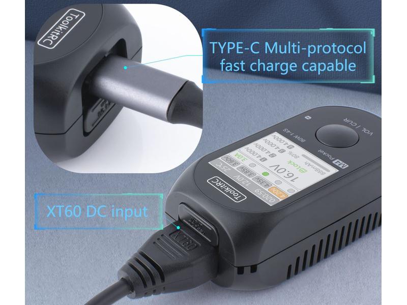 ToolkitRC Ladegerät M4 Pocket, DC, 80W, 1-4S Kompaktes Modellbau Ladegerät für LiPo, LiHv und LiFe Akkus
