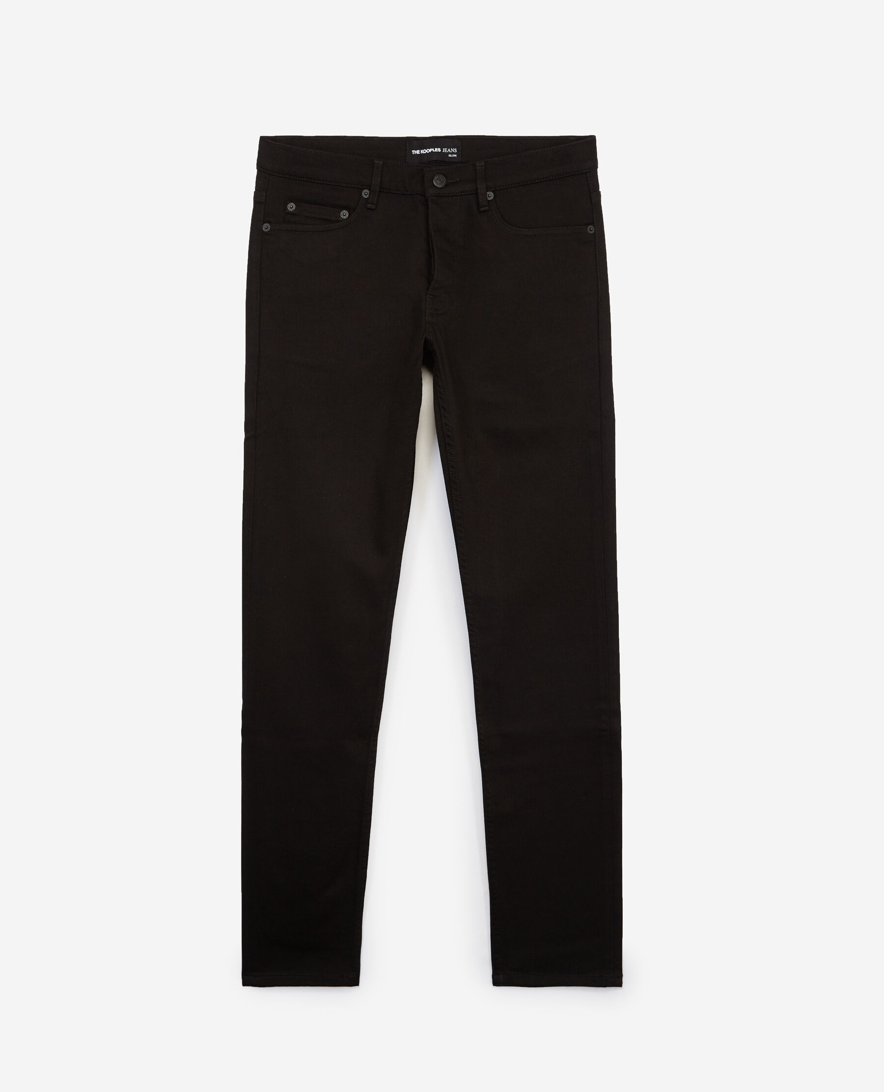 Jean uni noir slim toile coton