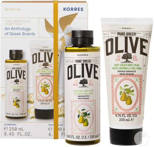 Korres Coffret Olive Miel Poire Gel Douche 250ml & Lait Corps 200ml