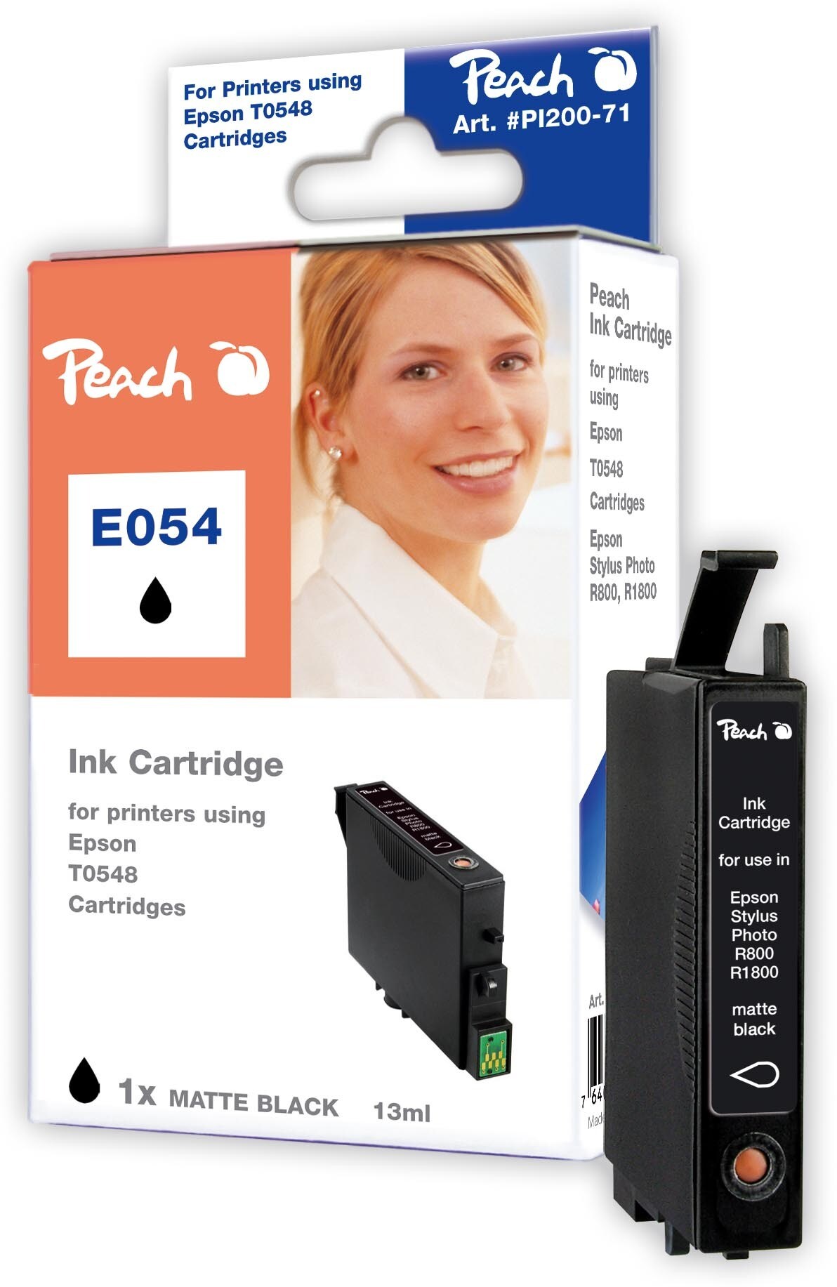 Peach E548 MBK Druckerpatrone matt bkmt ersetzt Epson T0548MBK, C13T05484010 für z.B. Epson Stylus Photo R 1800, Epson Stylus Photo R 800