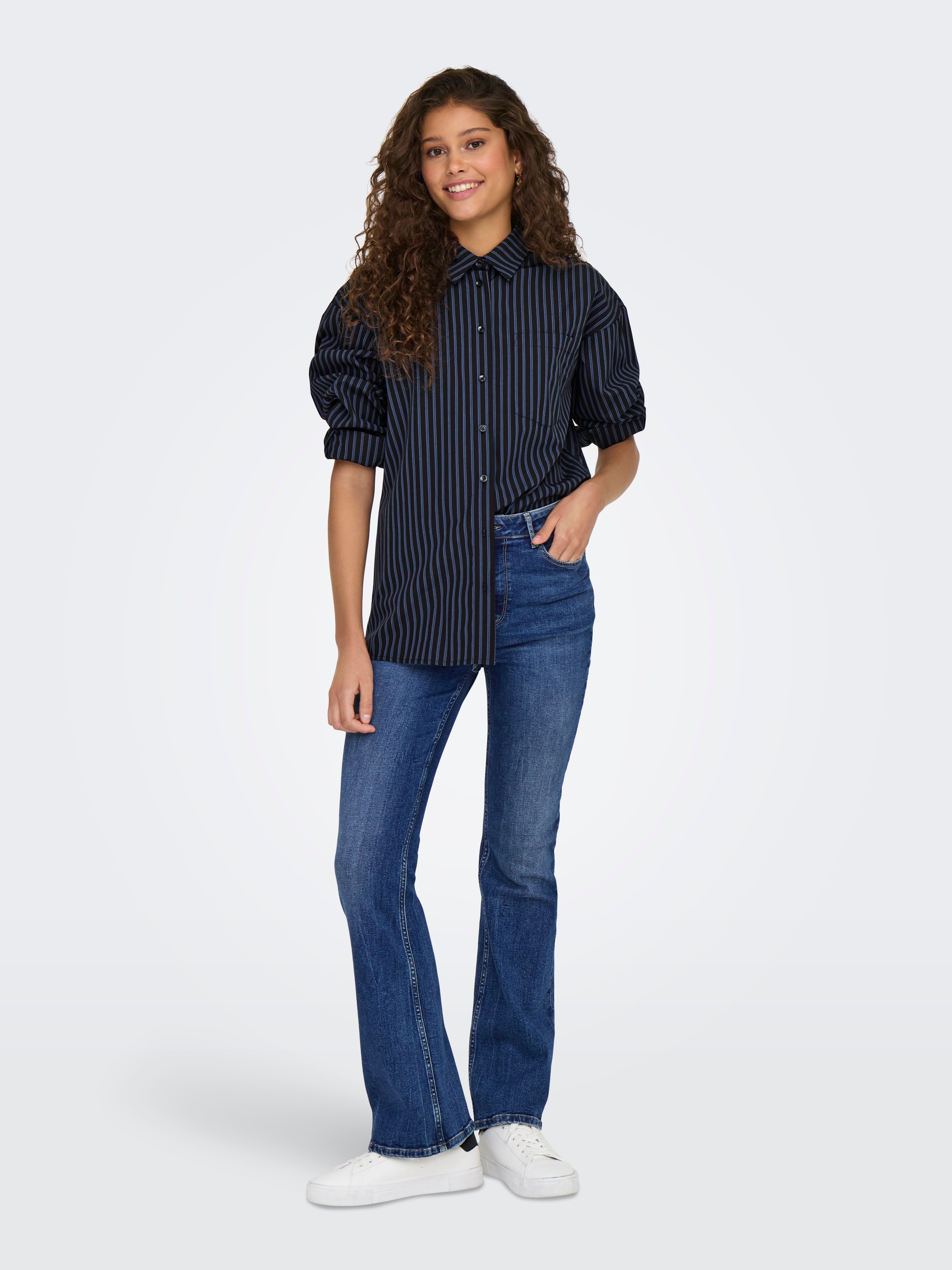 ONLLUNA Hohe Taille Ausgestellt Jeans Dark Blue Denim