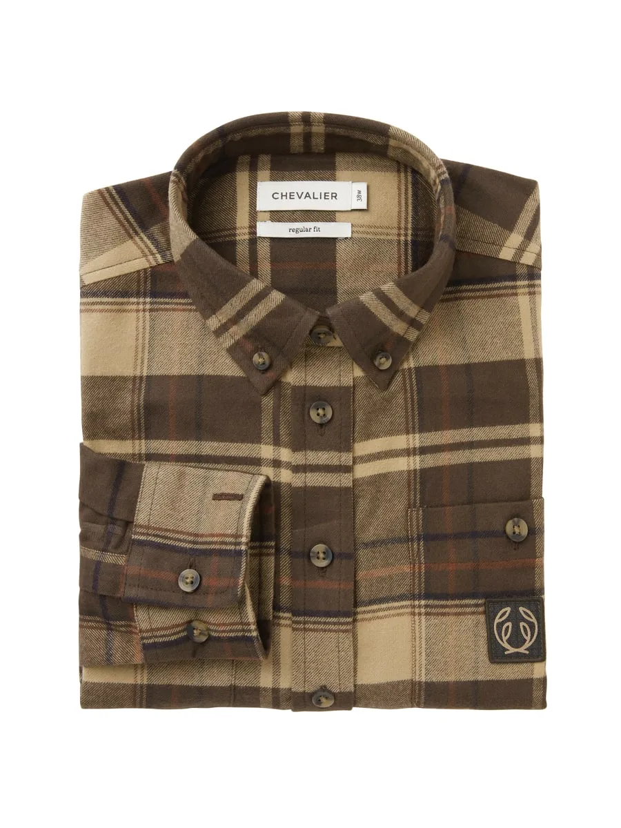 Chevalier Heron Flannel Shirt Women Soil Brown Checked