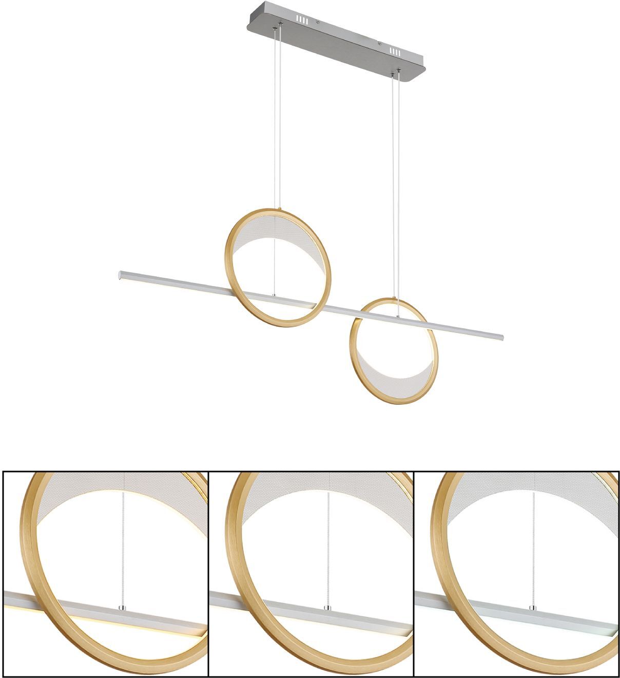 LED-Hängeleuchte - silber-gold - 120,4 cm