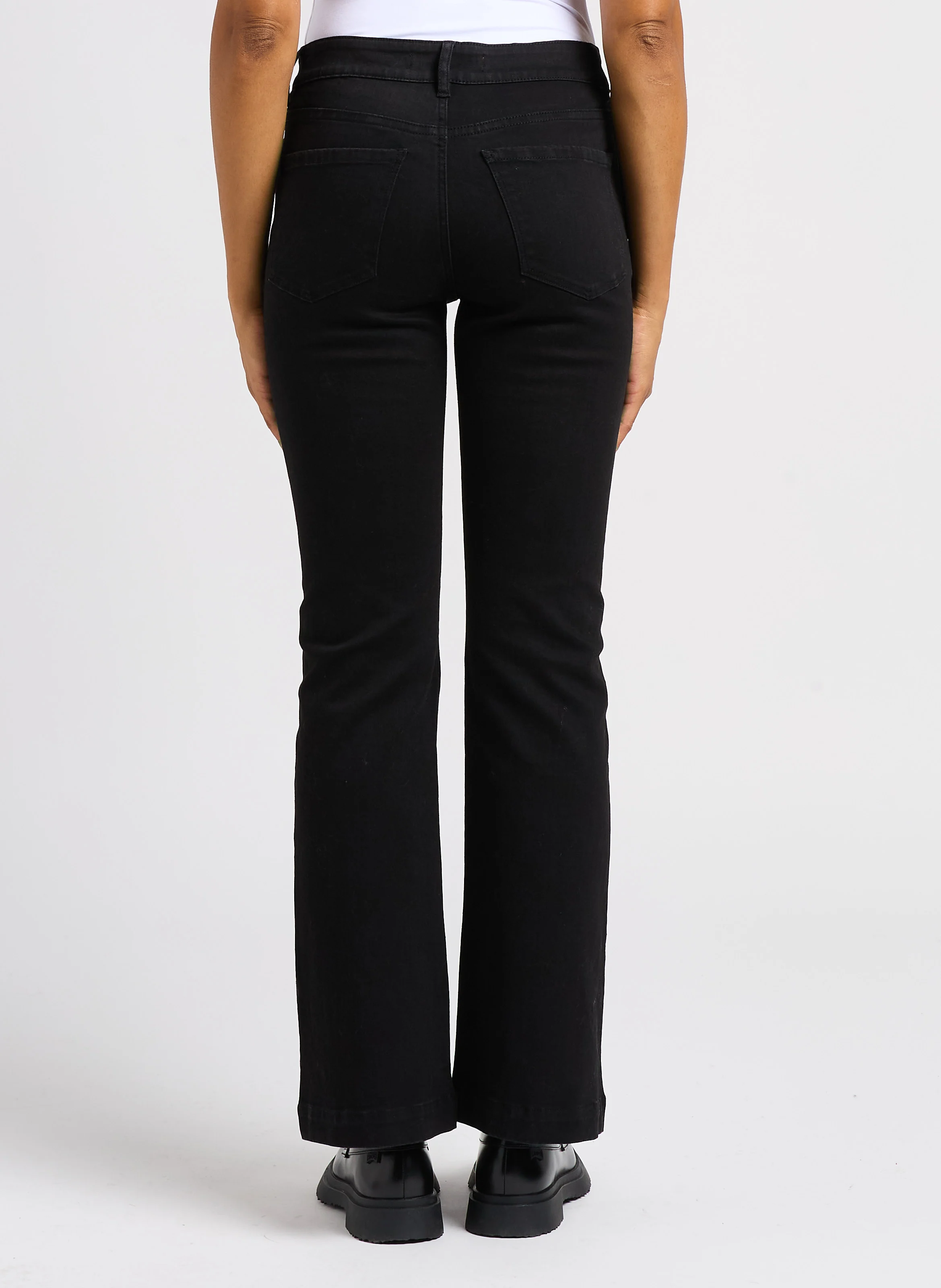 Jean boot-cut en coton mélangé | Noir