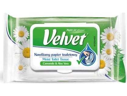 Velvet Cellulose toalettpapir VELVET Rum Aloe, fuktet, 42 ark, hvit