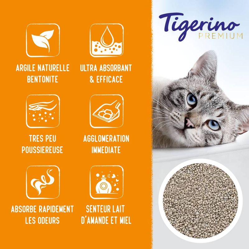 Édition limitée : litière Tigerino Premium, senteur lait d'amande et miel