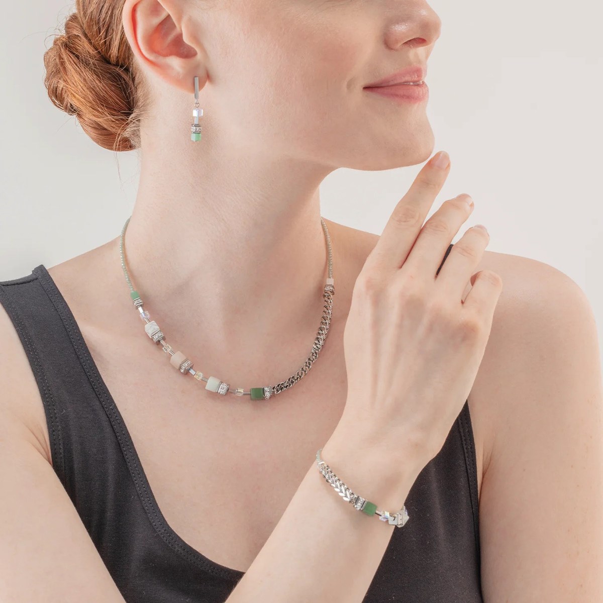 Collier Coeur de Lion GeoCUBE Precious Fusion ChunkyChain vert clair