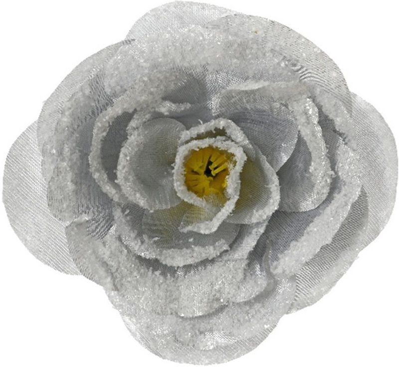 Decoris - Kerstboomversiering - Zilver Glitter - 12 cm - Ornament - Roos