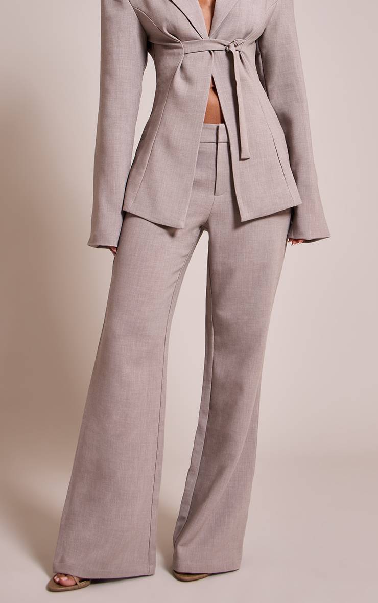 Gris Cendré Pantalon Tailleur Large Petite Taille