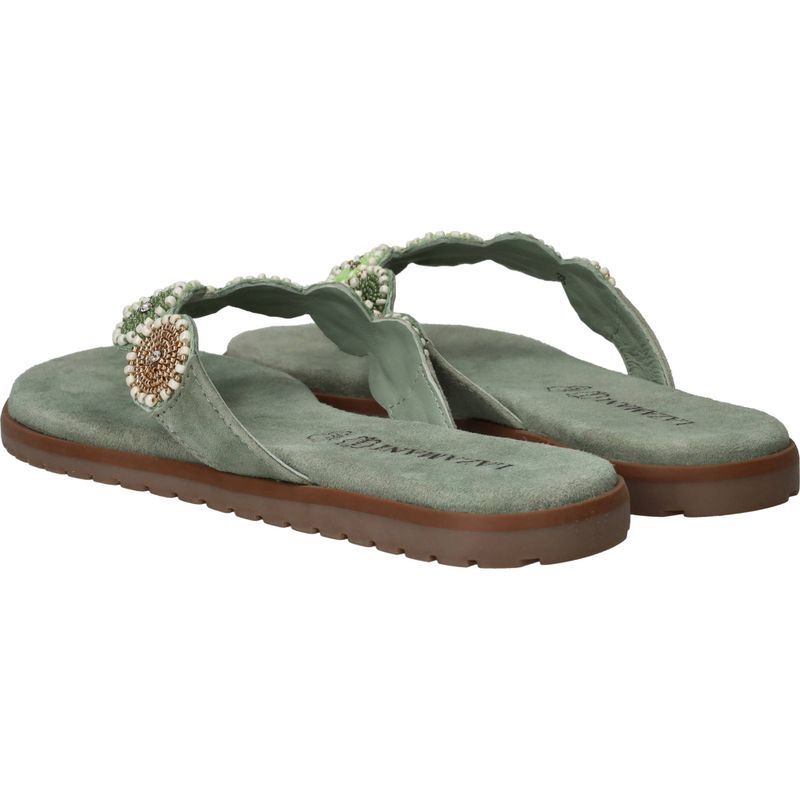 Lazamani Mey Toe Rounds Slippers Groen Dames