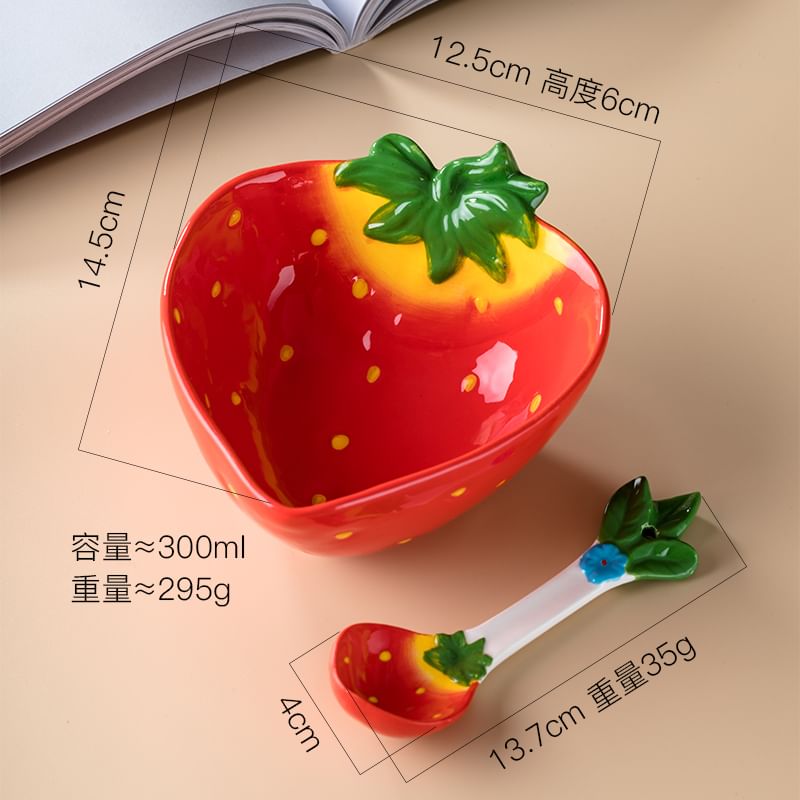 Koringa - Fruit / Groente / Bloemen Keramiek Kom / Lepel / Set (Diverse Ontwerpen)