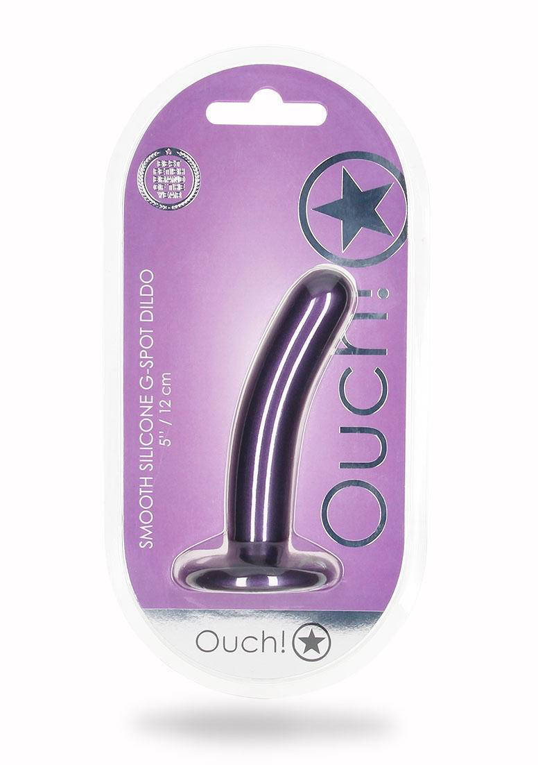 Ouch! Smooth Siliconen G-Spot dildo - 12 cm - metallic paars